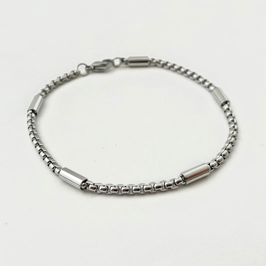 Titanium-Steel Waterproof Square Pearl Tubular Bead Bracelet