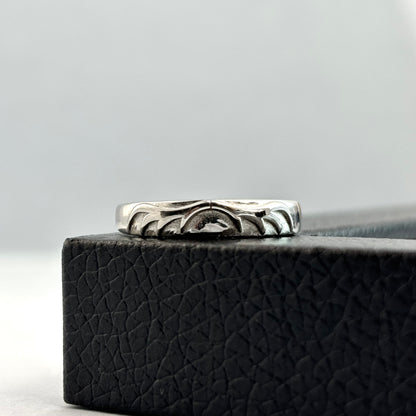 S925 Sterling Silver Men's Antler Textured Ring