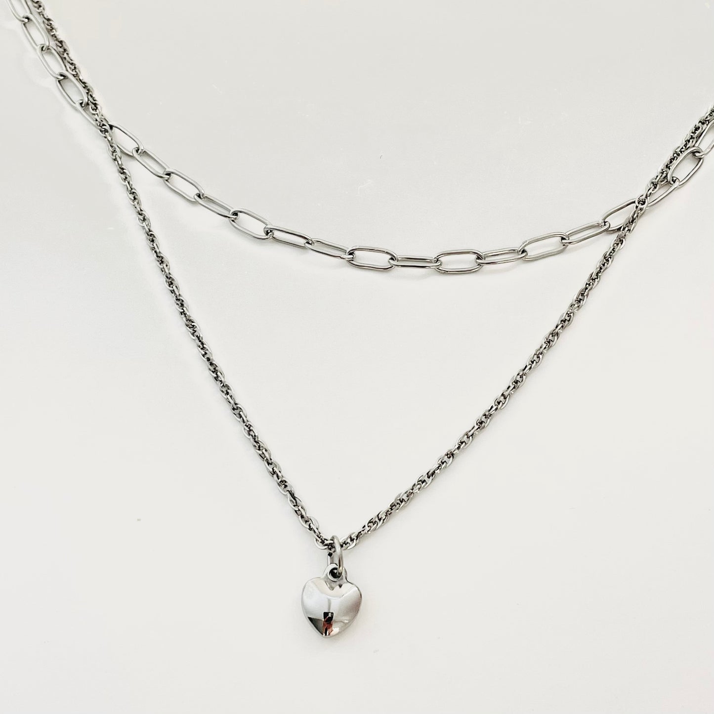 Titanium Steel Double-Layer Heart Necklace