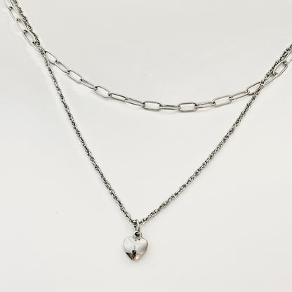 Titanium Steel Double-Layer Heart Necklace