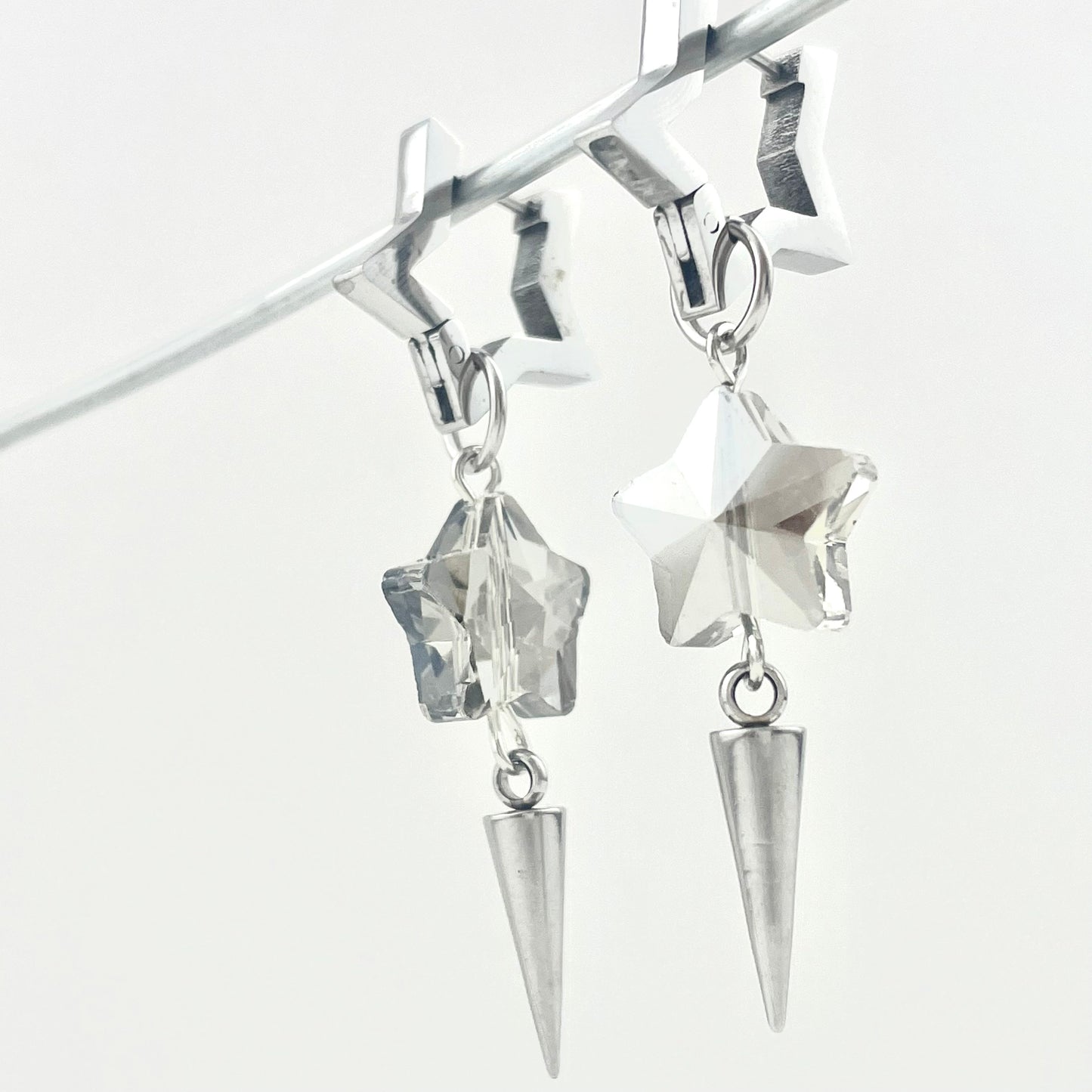 Titanium Waterproof Earrings with Unique Star-Shaped Pendants