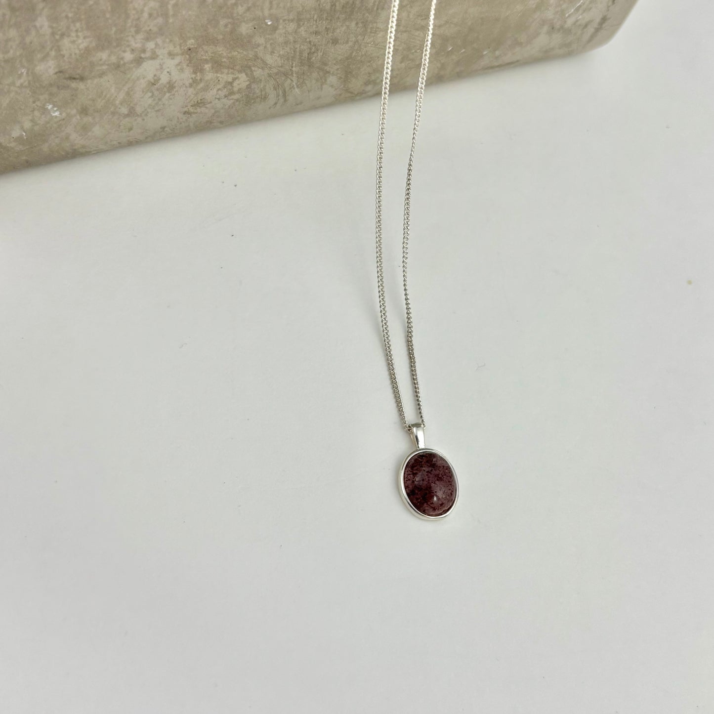 S925 Sterling Silver Strawberry Crystal Necklace