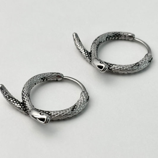 Stainless Steel Pierced Designer Snake Earrings