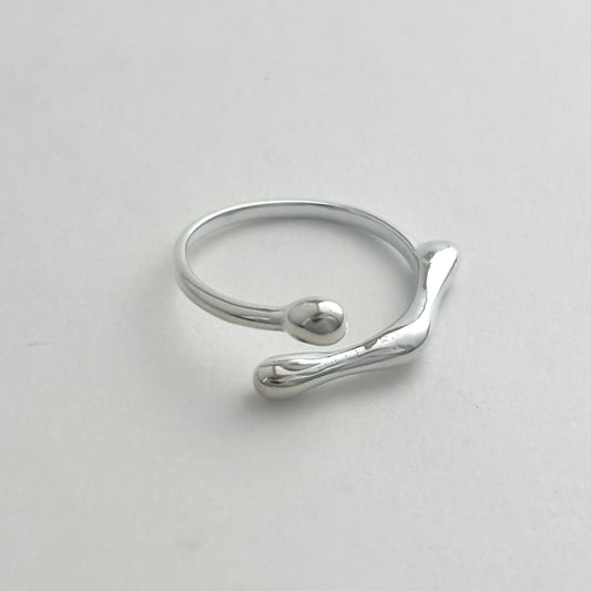 S925 Sterling Silver Geometric Liquid Irregular Ring