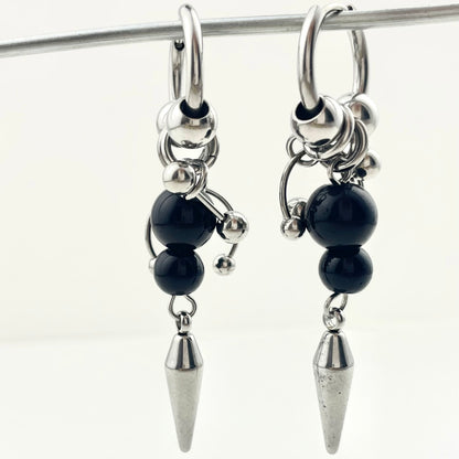 Titanium Waterproof Black Pearl Earring Stud Pendant
