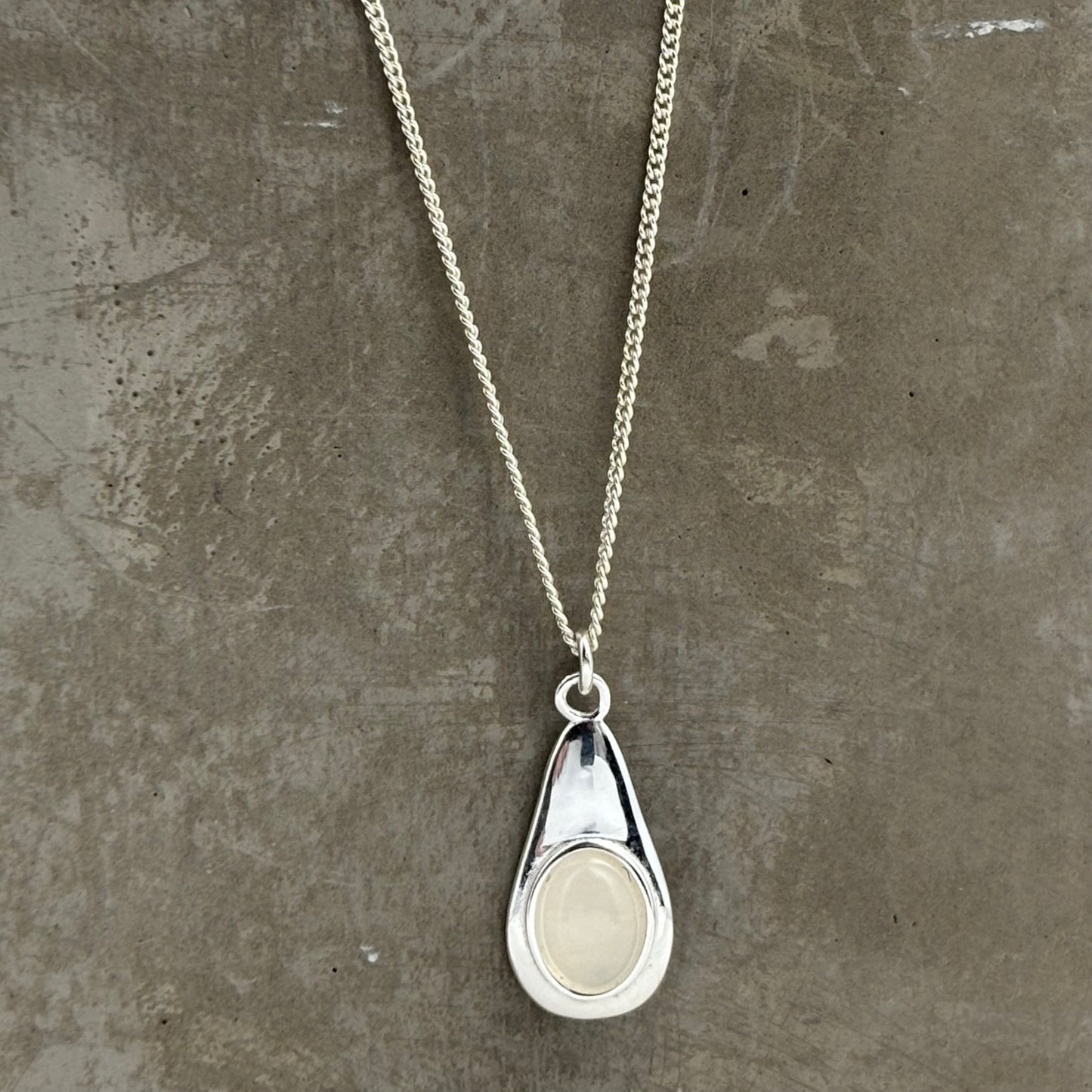 S925 Sterling Silver Moonstone Elegant Pendant Necklace