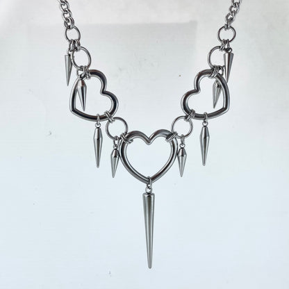 Titanium-Steel Waterproof Heart-Shaped Rivet Necklace