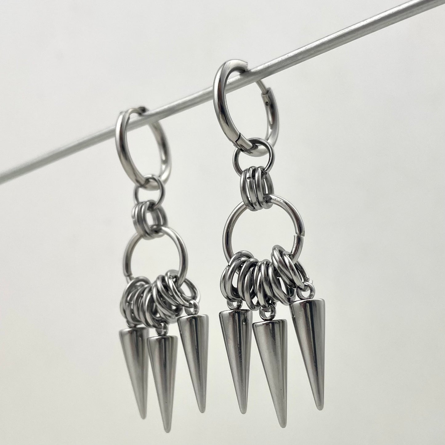 Titanium Waterproof Earring Pointed Cone Coil Stud Earrings