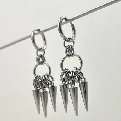 Titanium Waterproof Earring Pointed Cone Coil Stud Earrings