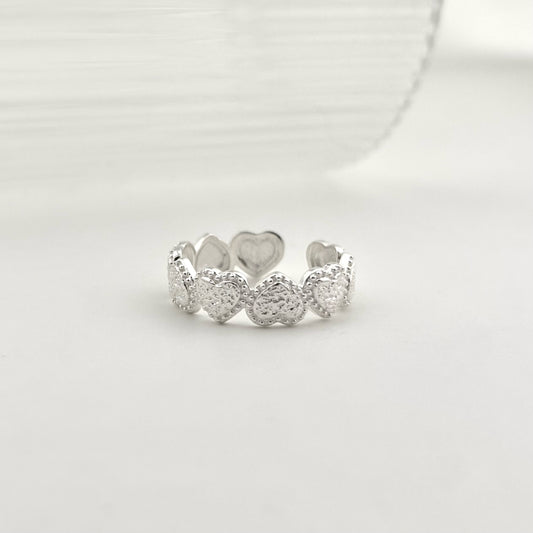S925 Sterling Silver Sparkling Heart Ring