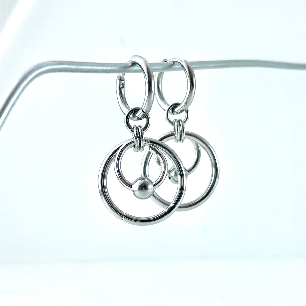 Titanium-Steel Waterproof Ring Pendant Earrings