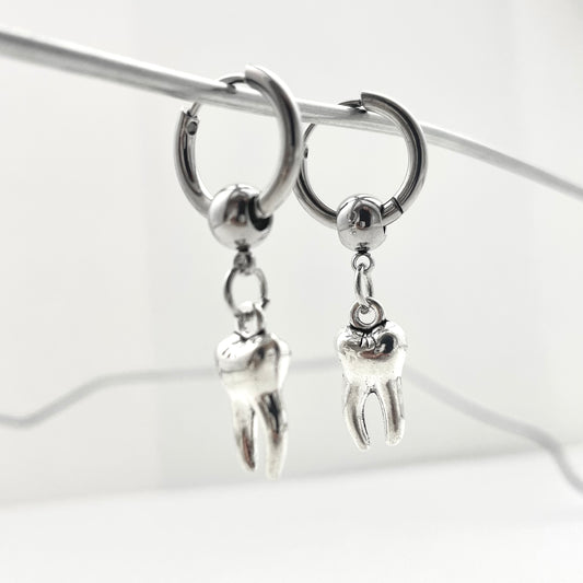 Titanium Steel Punk Tooth Pendant Earrings
