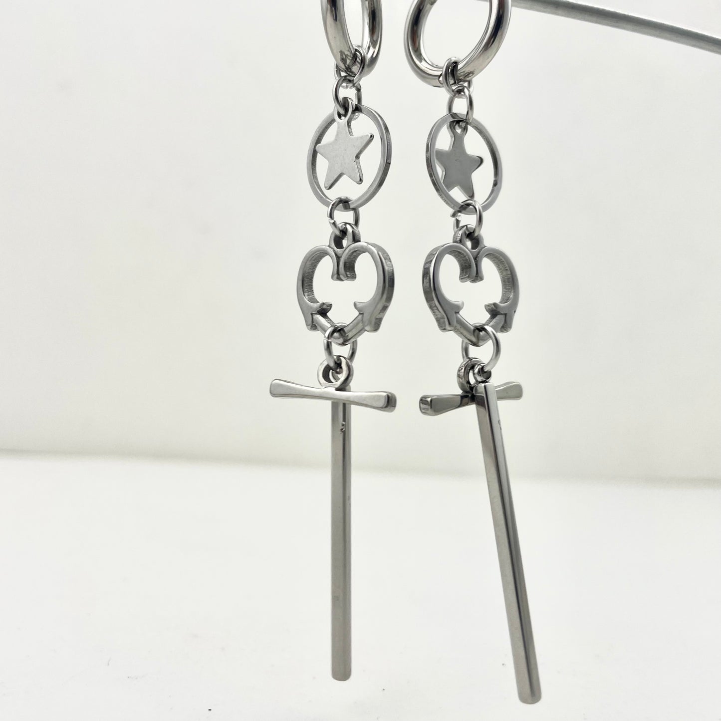 Titanium Waterproof Earring Heart-Shaped Star Patchwork Earrings