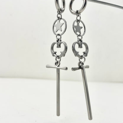 Titanium Waterproof Earring Heart-Shaped Star Patchwork Earrings