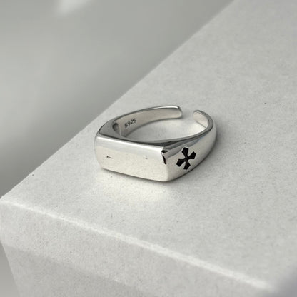 S925 Sterling Silver Engraved Crucifix Ring