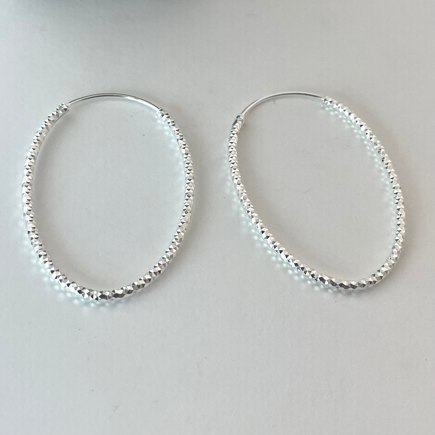S925 Sterling Silver Shimmering Ripple Hoop Earrings