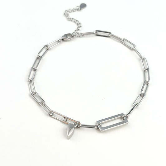 S925 Sterling Silver Skeleton Square Heart Magnetic Bracelet