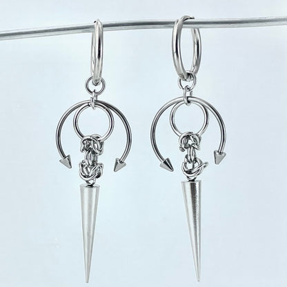 Titanium-Steel Waterproof Spiked Cone Pendant Earrings