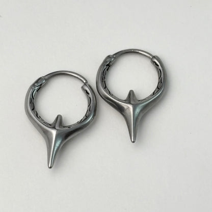 Stainless Steel Pierced Design Hoop Earrings