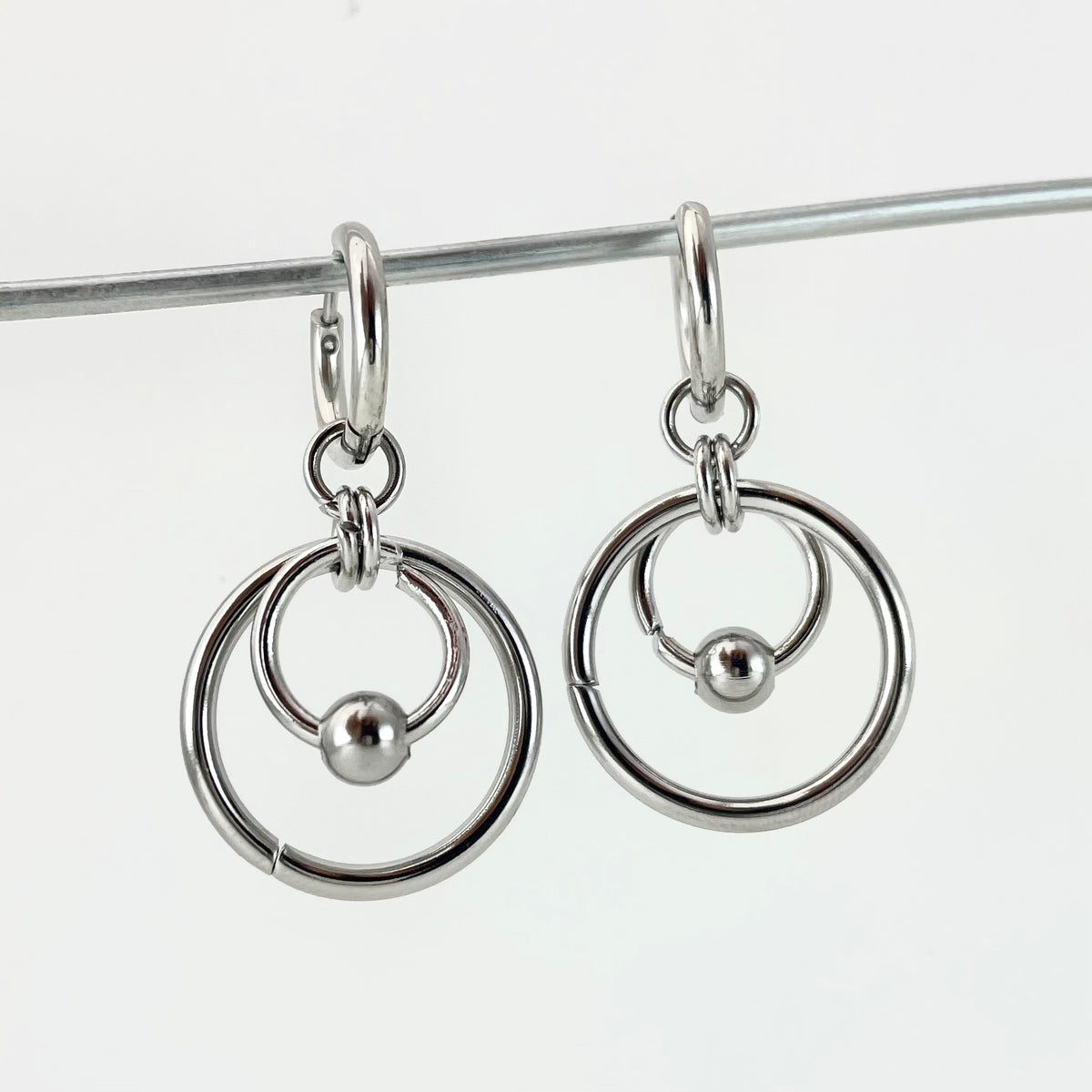 Titanium-Steel Waterproof Ring Pendant Earrings