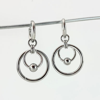 Titanium-Steel Waterproof Ring Pendant Earrings