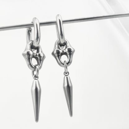 Titanium-Steel Waterproof Pointed Cone Pendant Earrings