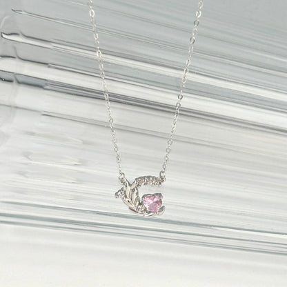 S925 Sterling Silver Elegant Pink Gemstone Necklace