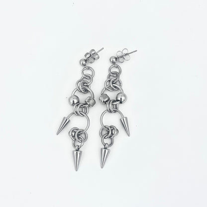 Titanium-Steel Waterproof Interlocking Circle Pendant Earrings
