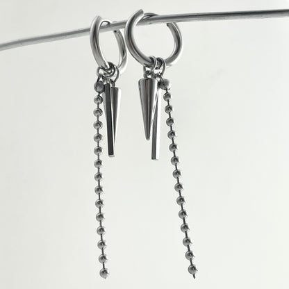 Titanium Steel Rivet Chain Pendant Earrings