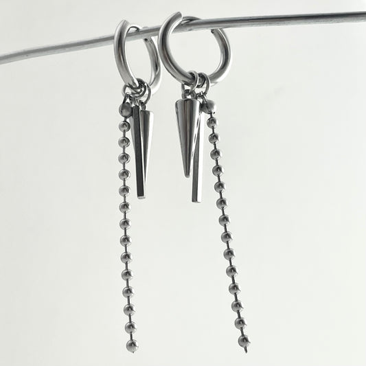 Titanium Steel Rivet Chain Pendant Earrings