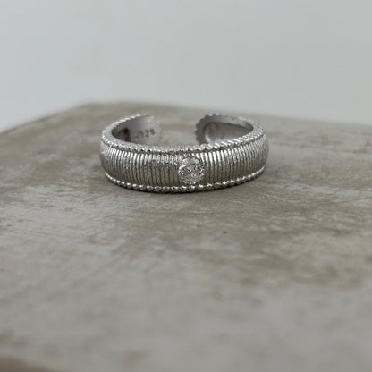 S925 Sterling Silver Matte Frosted Sparkling Ring