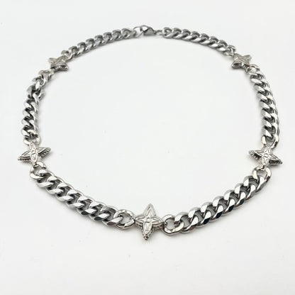 Titanium Chain Alloy Cross-Shaped Bead Necklace