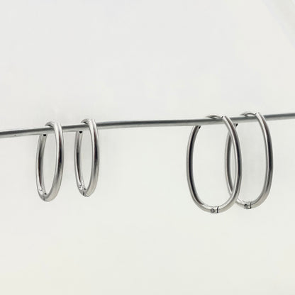 Minimalist Titanium Waterproof Earring Oval Earrings Hoops