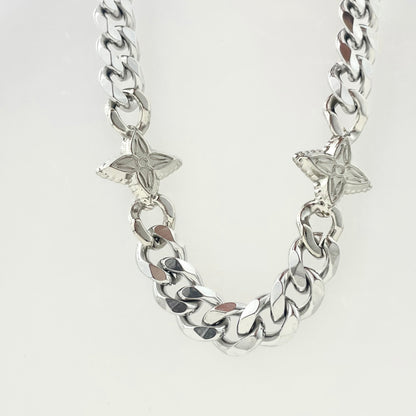 Titanium Chain Alloy Cross-Shaped Bead Necklace