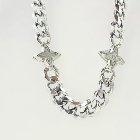 Titanium Chain Alloy Cross-Shaped Bead Necklace