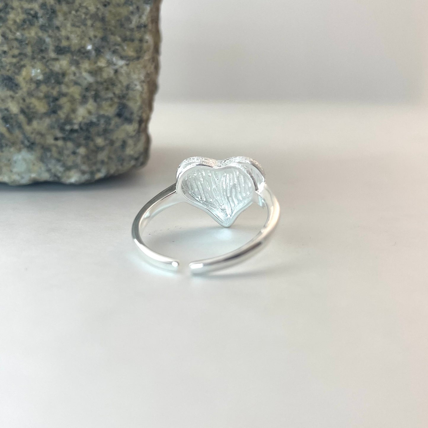 S925 Sterling Silver 3D Heart Ring