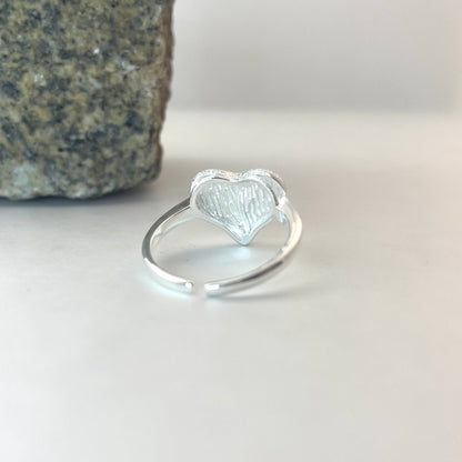 S925 Sterling Silver 3D Heart Ring