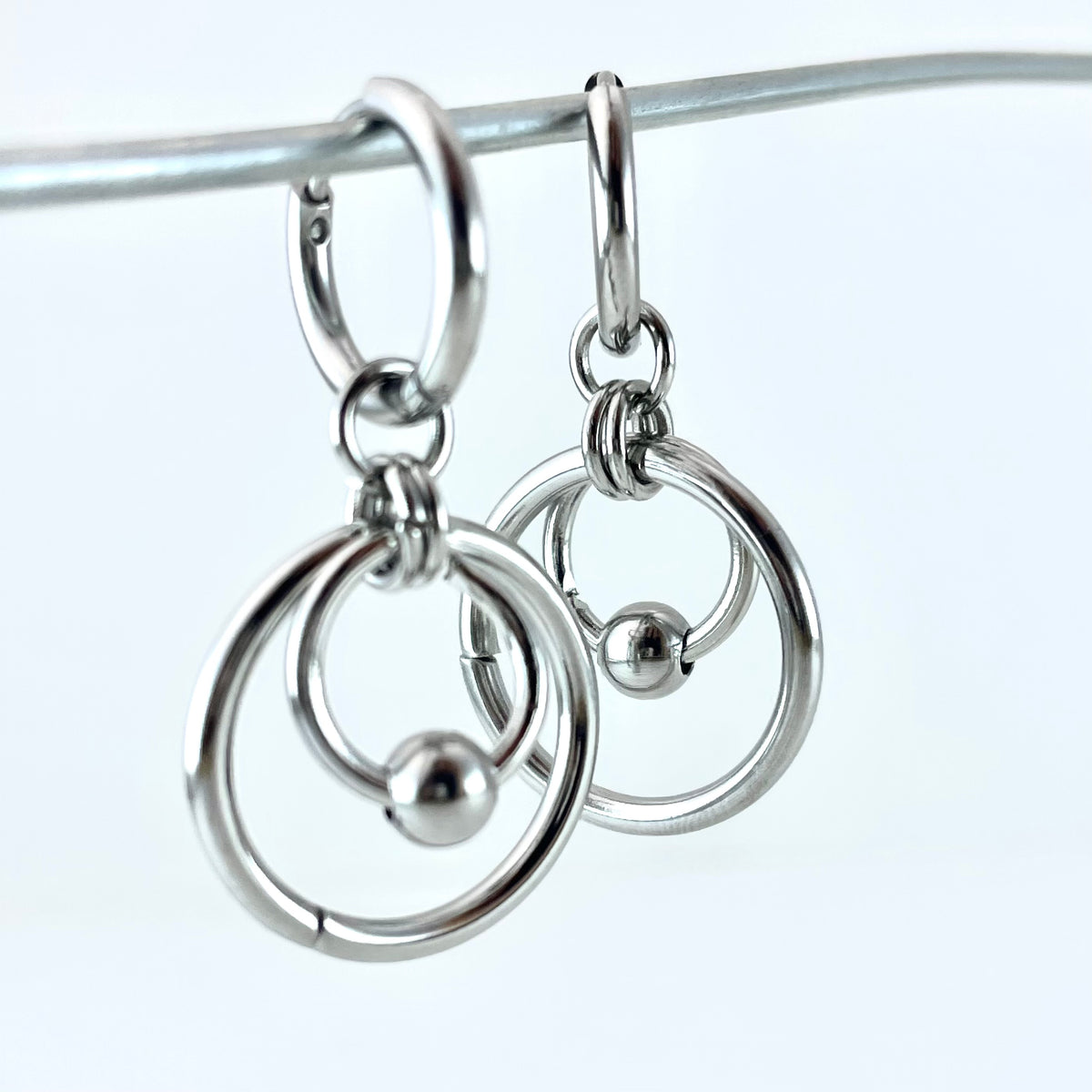 Titanium-Steel Waterproof Ring Pendant Earrings