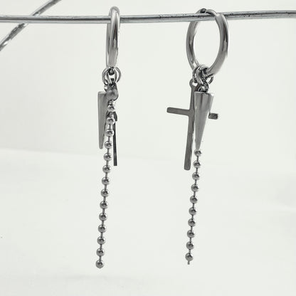 Titanium Steel Cross Chain Stud Earrings