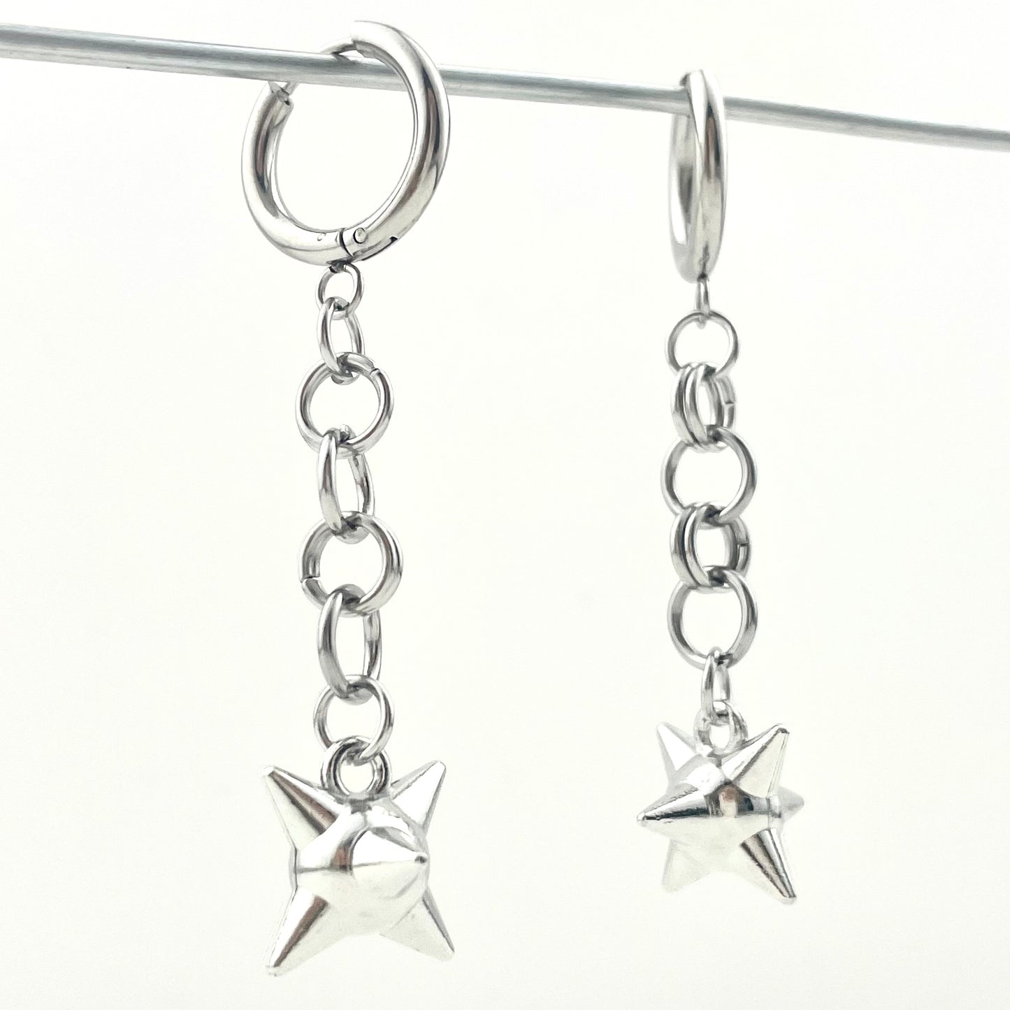 Titanium Waterproof Earrings, Alloy Spiked Stud Pendant