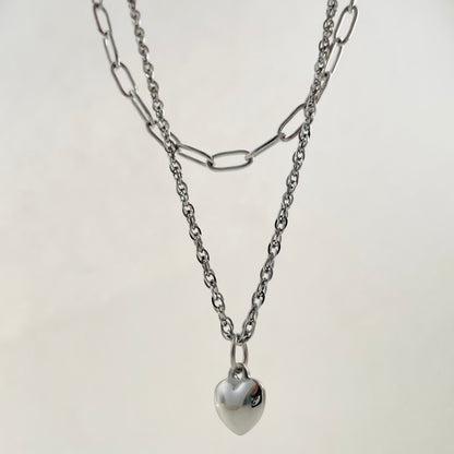 Titanium Steel Double-Layer Heart Necklace