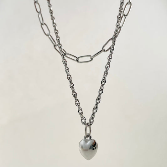 Titanium Steel Double-Layer Heart Necklace