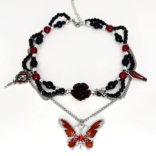 Dark Rose Butterfly Choker