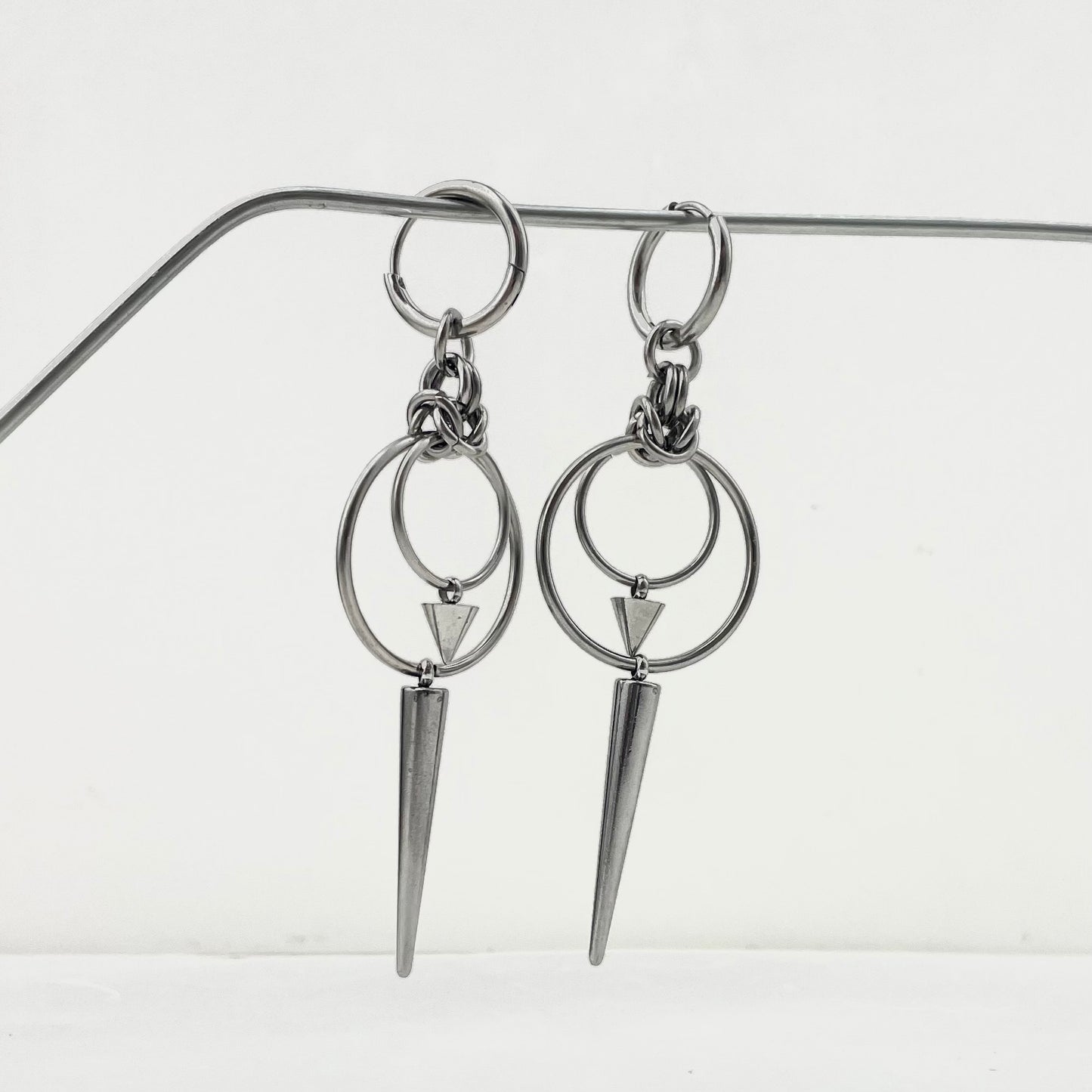 Titanium Waterproof Earring Featuring a Combination of Long and Short Cone-Shaped Coils