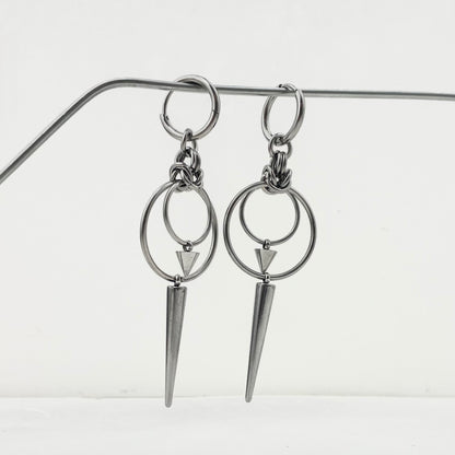 Titanium Waterproof Earring Featuring a Combination of Long and Short Cone-Shaped Coils