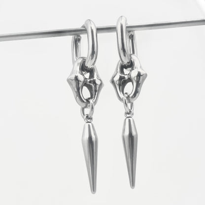 Titanium-Steel Waterproof Pointed Cone Pendant Earrings