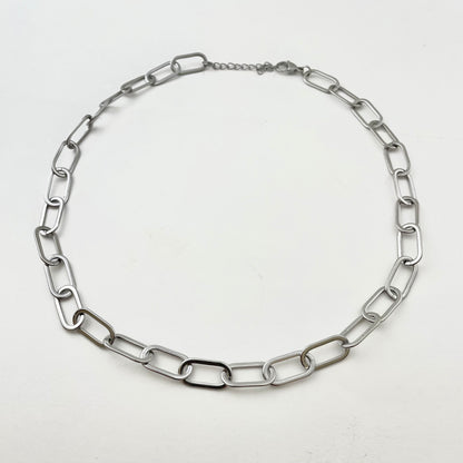 Titanium-Steel Waterproof Oval-Shaped Interlocking Necklace
