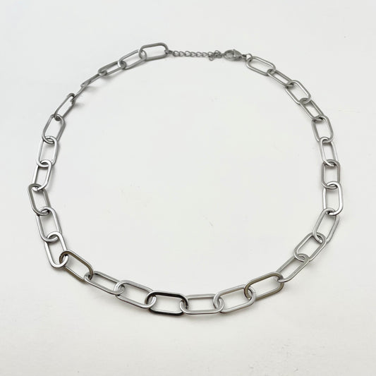 Titanium-Steel Waterproof Oval-Shaped Interlocking Necklace