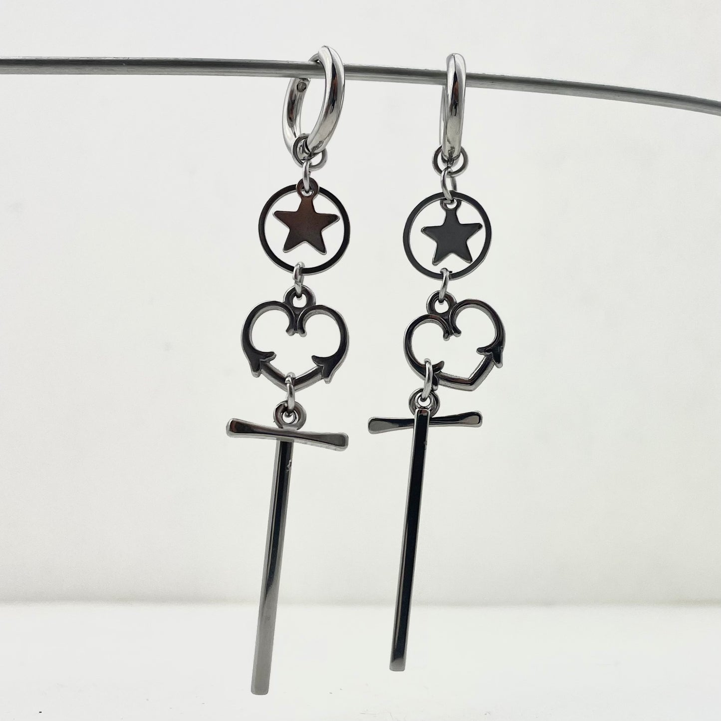 Titanium Waterproof Earring Heart-Shaped Star Patchwork Earrings