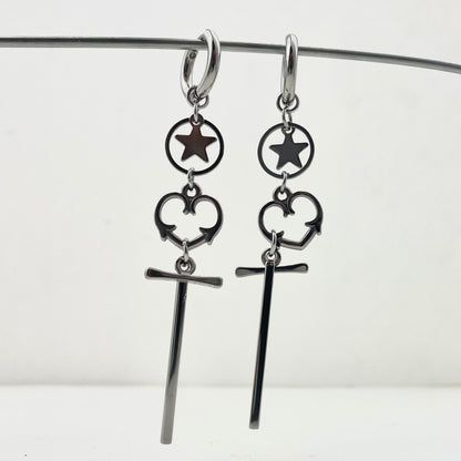 Titanium Waterproof Earring Heart-Shaped Star Patchwork Earrings